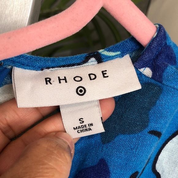RHODE X Target Blue Floral Linen Blend Short Sleeve Wide Leg Jumpsuit Small - Picture 11 of 17